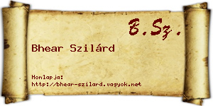 Bhear Szilárd névjegykártya